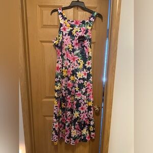Cuddl Duds Tropical Floral Maxi Dress - Pink, Yellow, Green